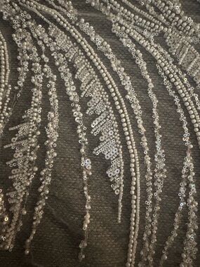 Silver Sequin Beaded Fabric Panel